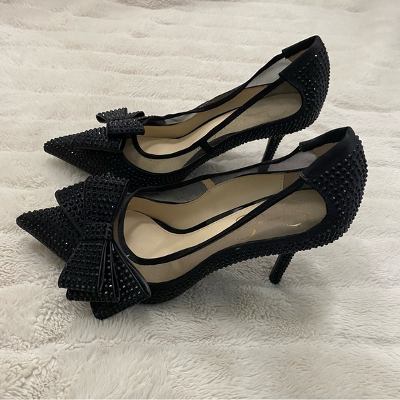Jessica Simpson Ranika Pump Black Studded Bow Heels Size 9 - Picture 7 of 17